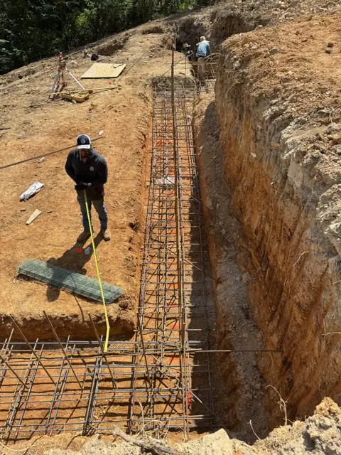 Footer trench with rebar in place