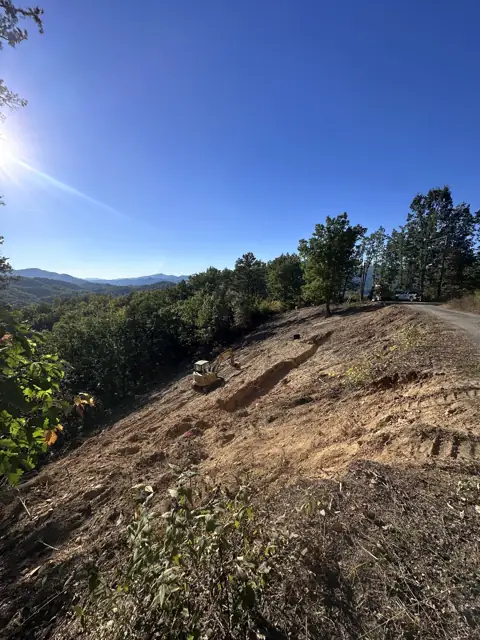 Cleared hillside with mountain views