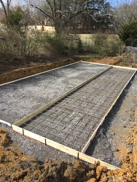 Slab formwork with rebar and gravel base