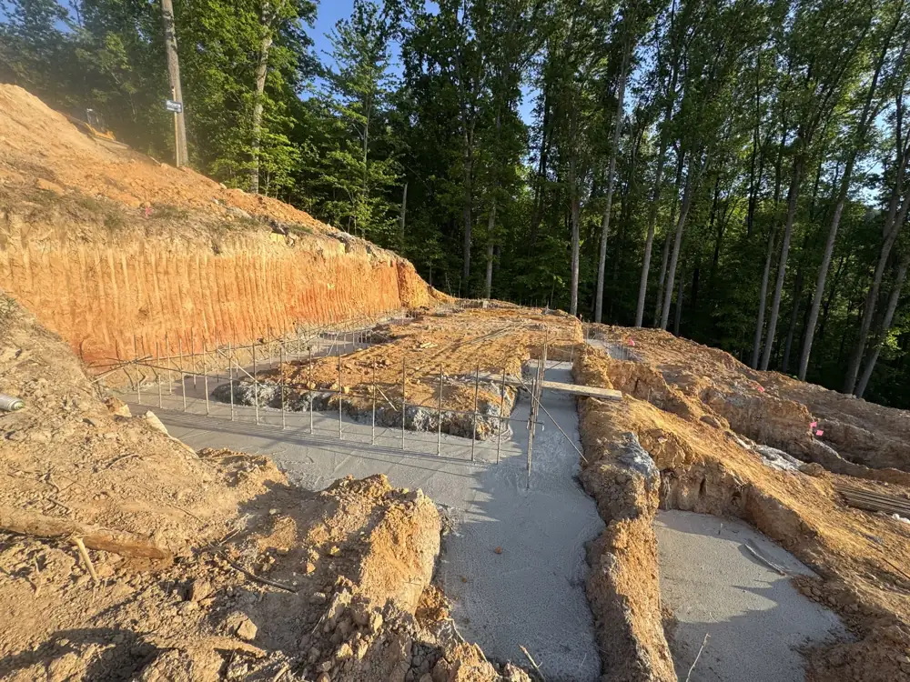 Foundation trench excavated on a wooded lot near Morristown, TN