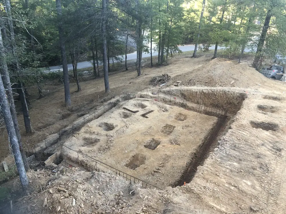 Footing excavation on a wooded lot near Seymour, TN